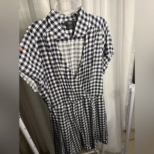 City Chic Navy and White Checkered Blouse